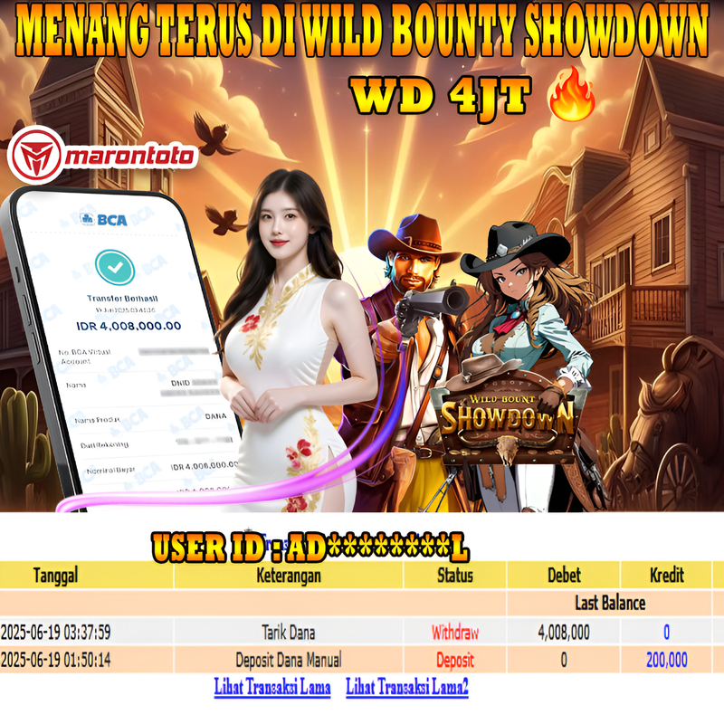 Bukti Kemenangan Member Marontoto Sebesar 4,008,000 JuTa