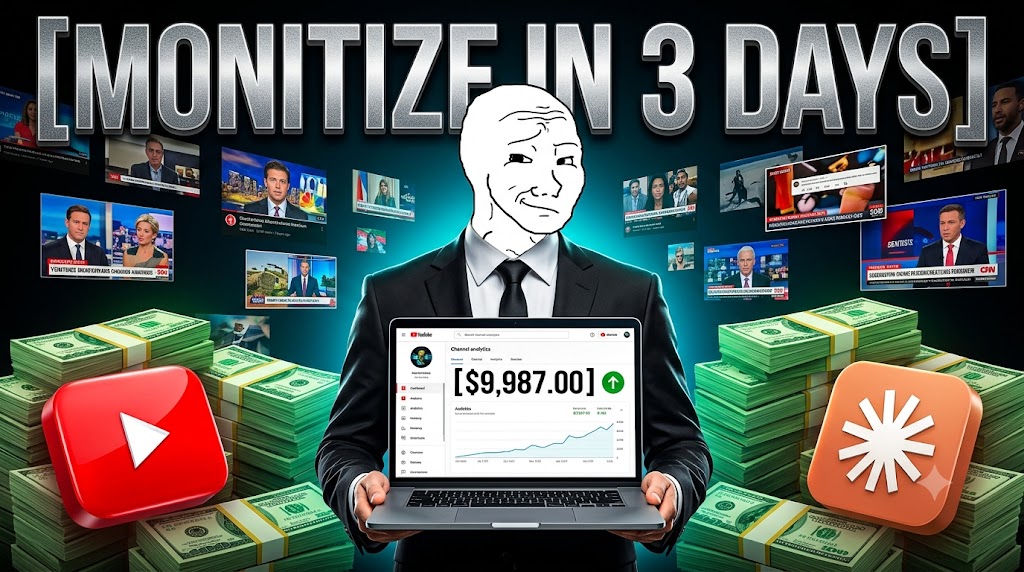 AI-generated example result for the youtube-thumbnail prompt: Monetize In 3 Days Thumbnail – YouTube Revenue Dashboard Design AI YouTube Thumbnail Prompt