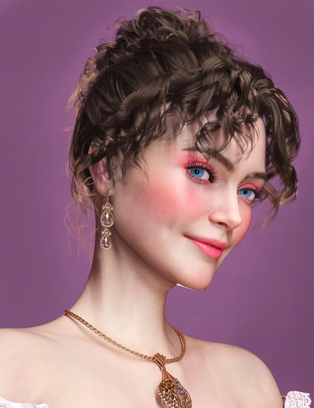 HS Olivia Ocean Waves Hair For Genesis 9, 8, and 8.1