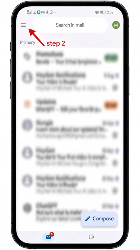 Step 2: tap the menu icon
