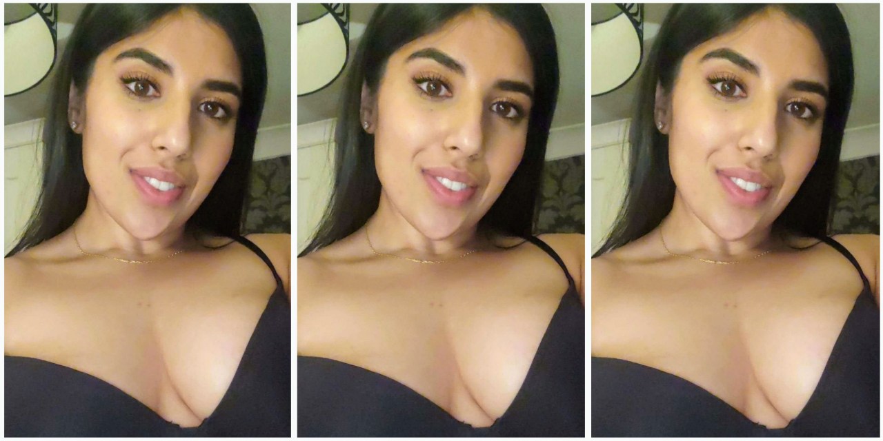 Cute slim girlfriend sucking his huge dick giving bj