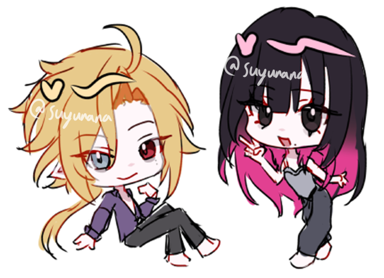 illustrayed by yours truly... me (pink) and huzz btw illustrayed by yours truly... me (pink) and huzz btw