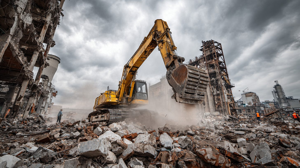 Гидравлический демонтаж бетонных конструкций в промышленной зоне России