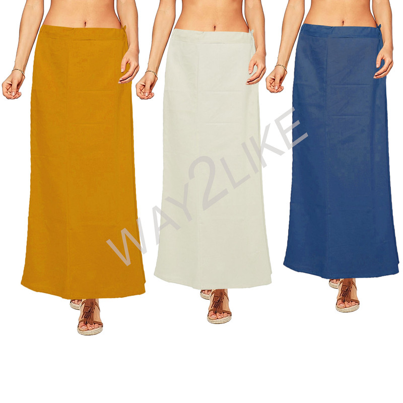 Cotton Petticoat Pack of 3 Sari Underskirt Free Size Adjustable Underwear  Women