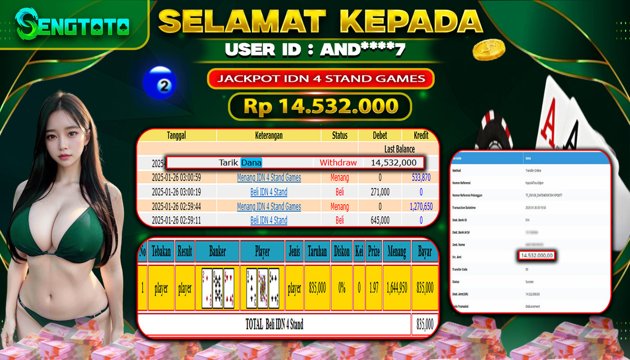 BUKTI PEMBAYARAN LIVE GAME IDN 4 STAND GAMES