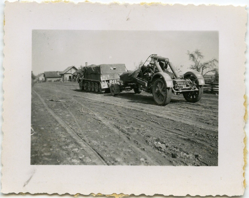 Orig. Foto 21 cm Mörser 18 Kanone SdKfz Weissrussland Russland O