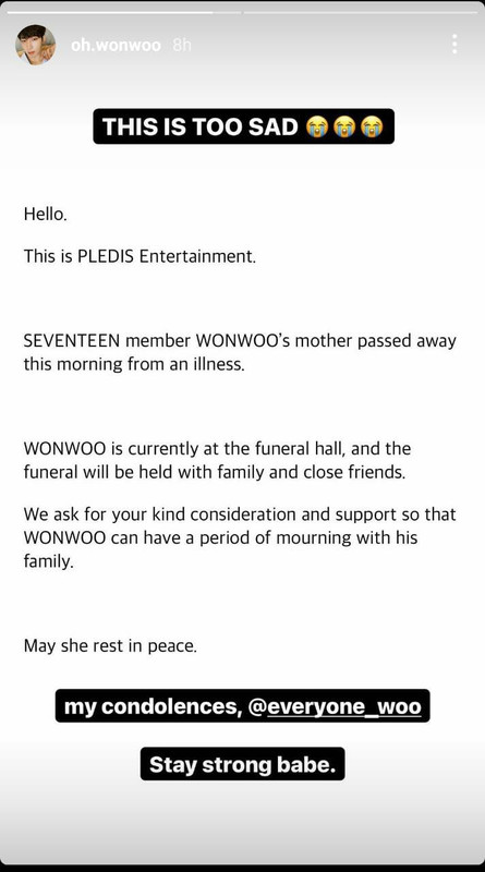 Wonwoo mother seventeen SEVENTEEN member