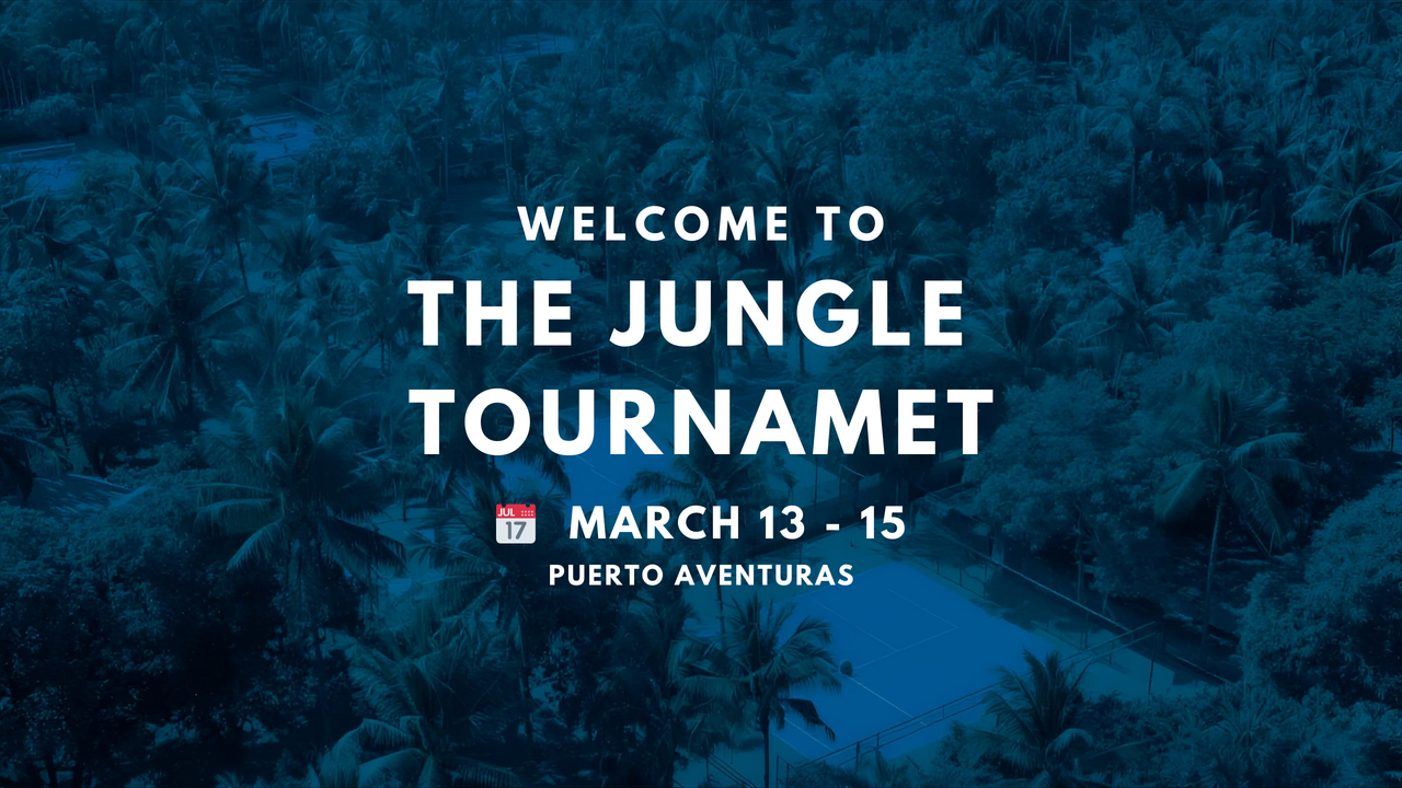 Elegant Puerto Aventuras Pickleball Tournament horizontal invitation banner.