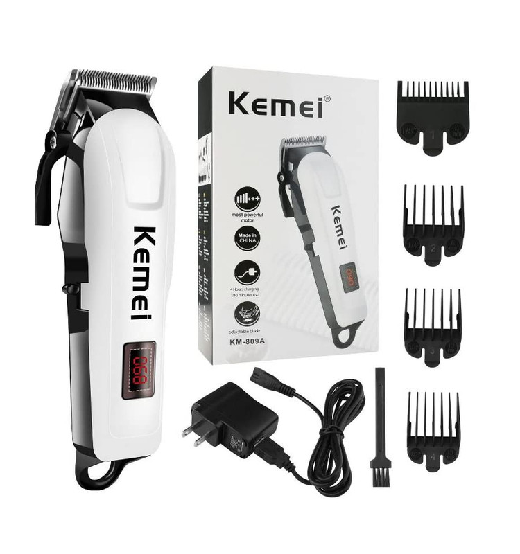 Professionals Design Perfect Shaver And Haircut Rechargeable Beard And Moustaches Hair Machine And Trimming With Cord And Without Cordless Use km809A(White)