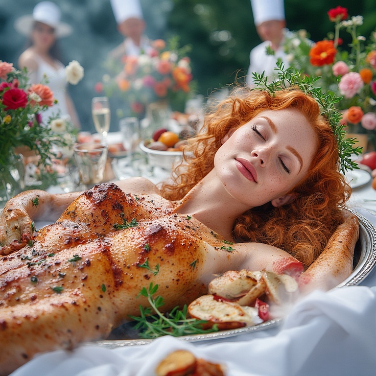 Garden wedding wom served Redhair 0 33