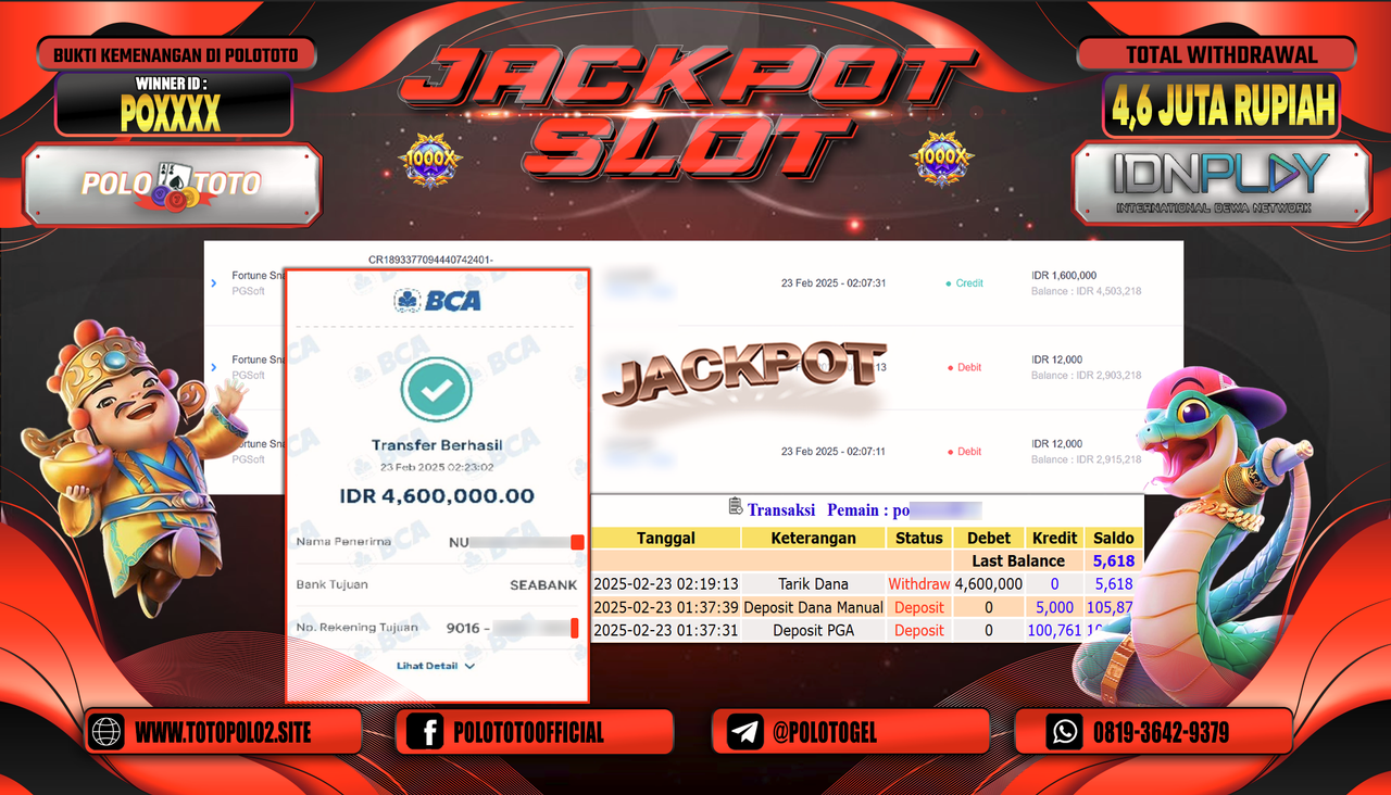 POLOTOTO JACKPOT SLOT FORTUNE SNAKE Rp.4.600.000,-