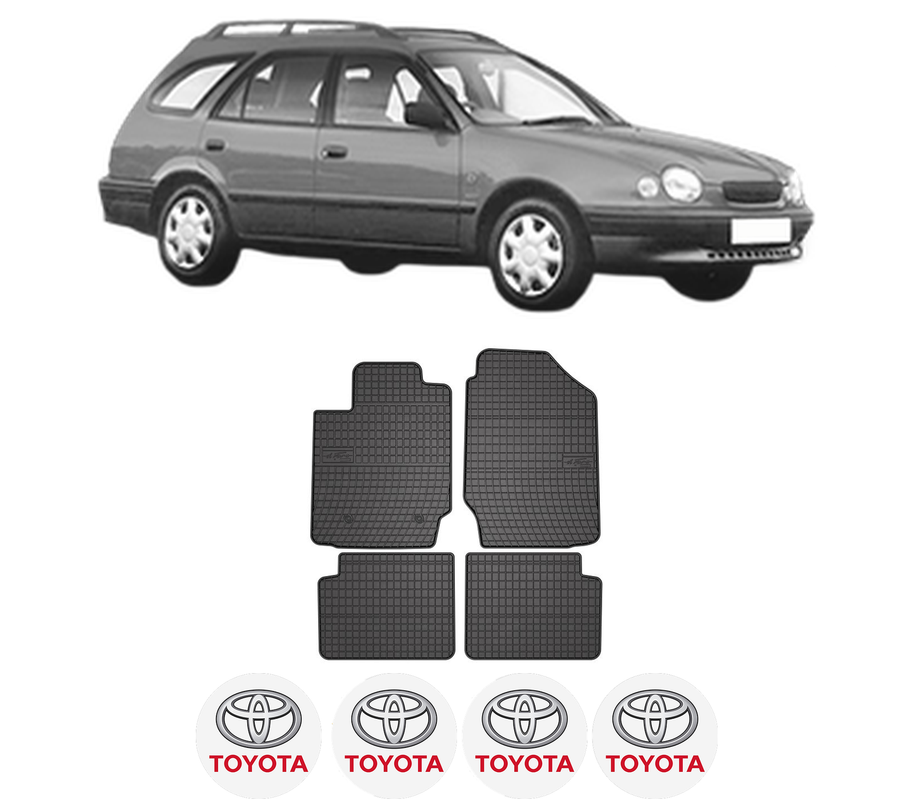 Set covorase presuri TOYOTA COROLLA Estate (_E11_) din 2000-2001, auto, din cauciuc thermoplastic, 4 Stickere auto cu TOYOTA