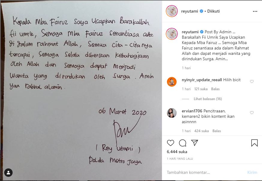Surat dari Rey Utami