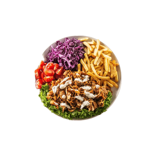 Piatto döner kebap carne, patate