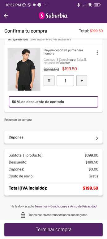 Suburbia - Playera-deportiva-puma - talla G - XG