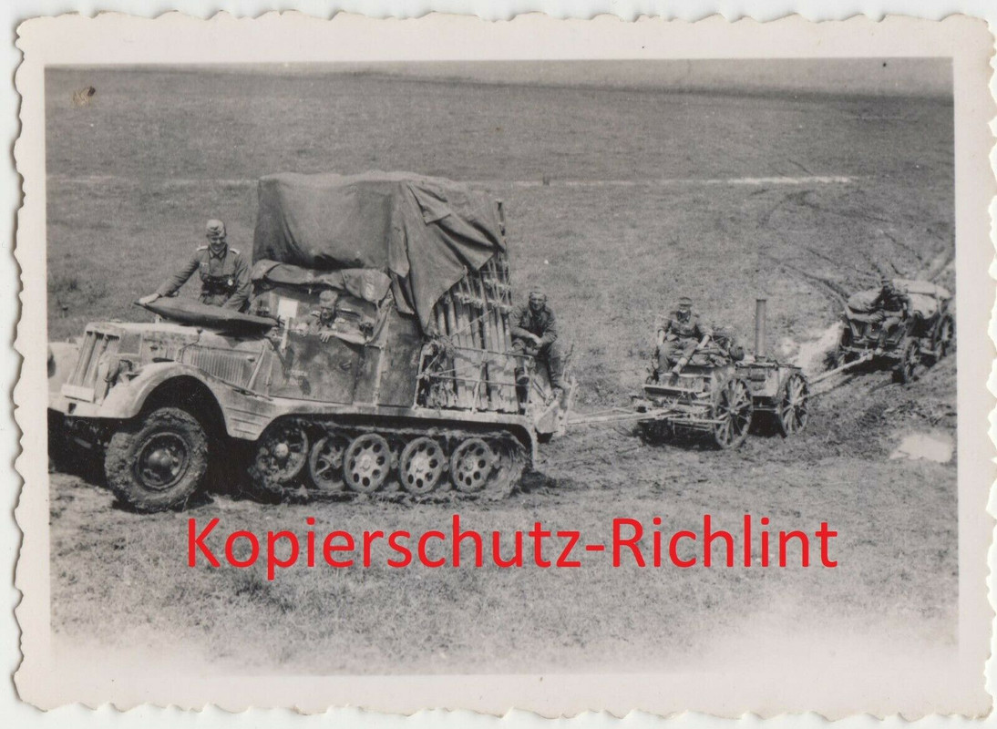Wehrmacht Rußland schwere Halbkette zieht Feldküche & Kutsche Sc