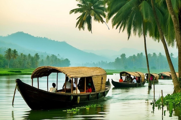 Houseboats and Coconut Trees