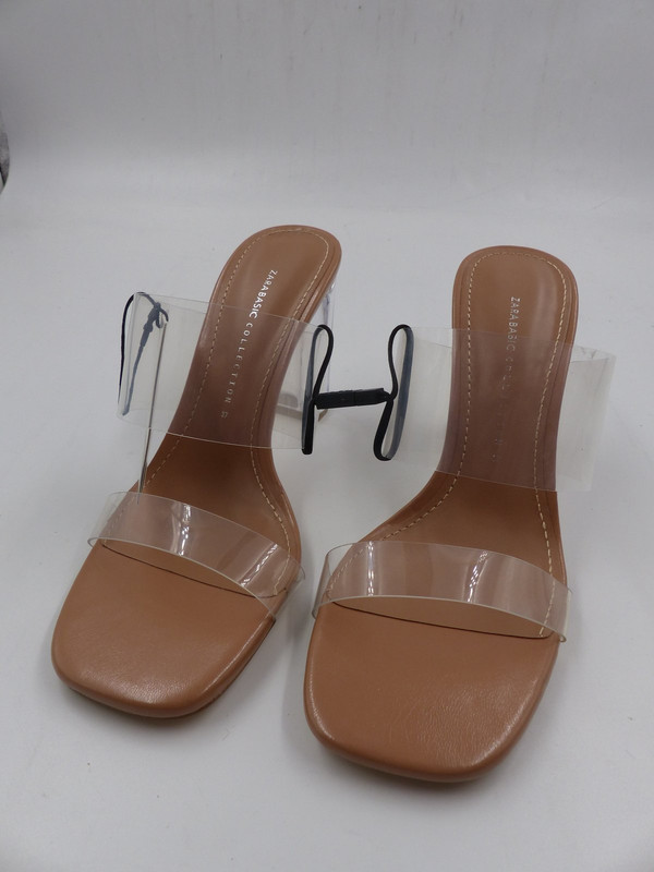 ZARA 2316/001/111 WOMENS VINYL SANDAL WITH METHACRYLATE HEEL IN NATURAL SIZE 6.5