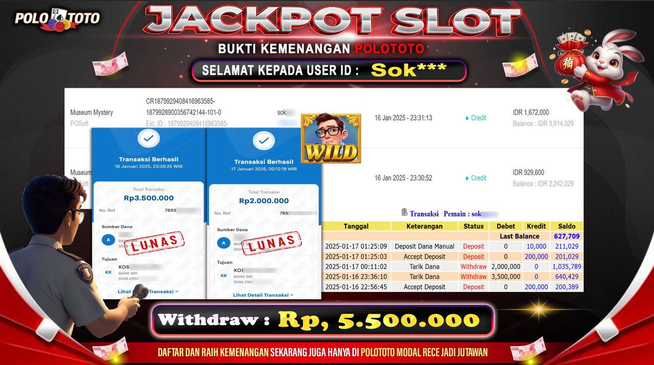 POLOTOTO JACKPOT SLOT MUSEUM MYSTERY Rp.5,500.000,-