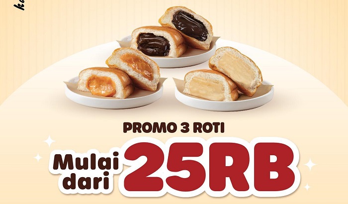 Kopi kenangan tawarkan Promo Roti Mantap Abis (Romantis) dengan harga mulai Rp 25 ribuan untuk 3 varian roti sekaligus.