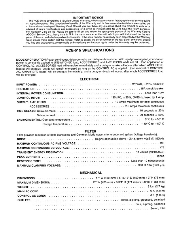 Adcom ACE 515 en - Page 7