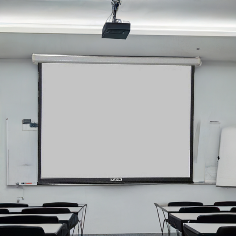Tela de projeção Nardelli em uma sala de reuniões