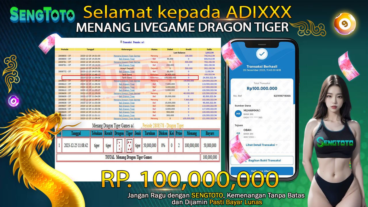 BUKTI PEMBAYARAN LIVE GAME DRAGON TIGER