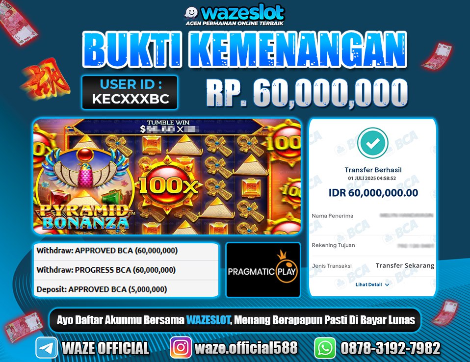 BUKTI KEMENANGAN 1 JULI 2025 DI GAME  PYRAMID BONANZA ( PRAGMATIC PLAY )