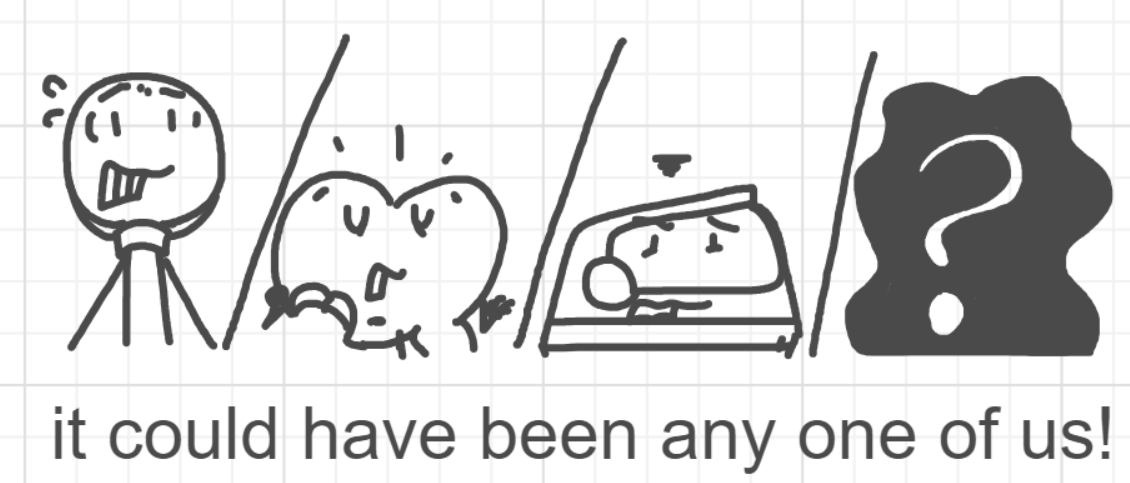 A panel from A Murder On The, episode six of the Board Boards object show by Furretwalk/WalkingFurret.