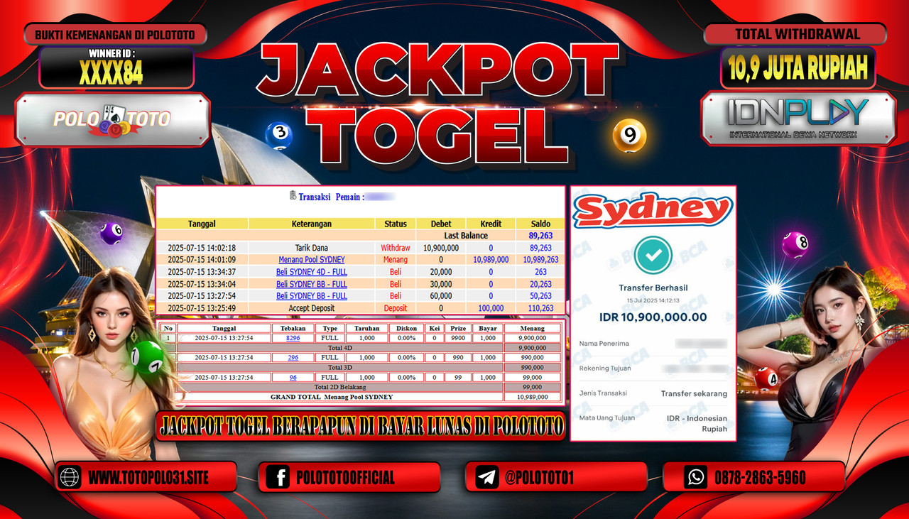POLOTOTO JACKPOT TOGEL POOL SYDNEY Rp.10.900.000,- LUNAS