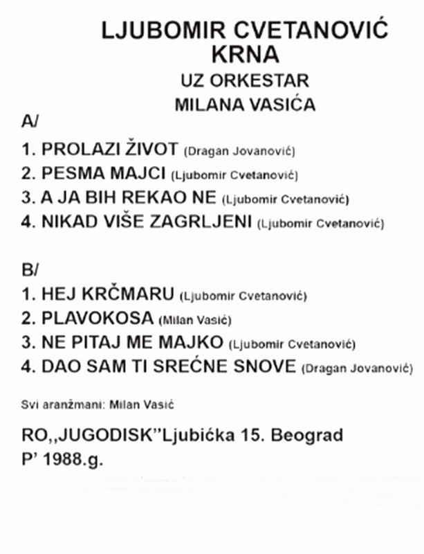 Ljubomir Cvetanovic Krna 1990 kz