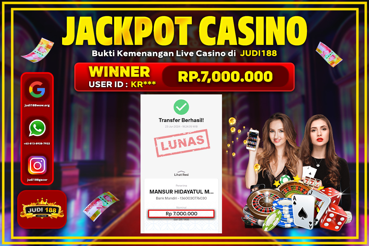 JUDI188 JACKPOT GAMES LIVE CASINO Rp.7.000.000,- SUDAH DIBAYARKAN!