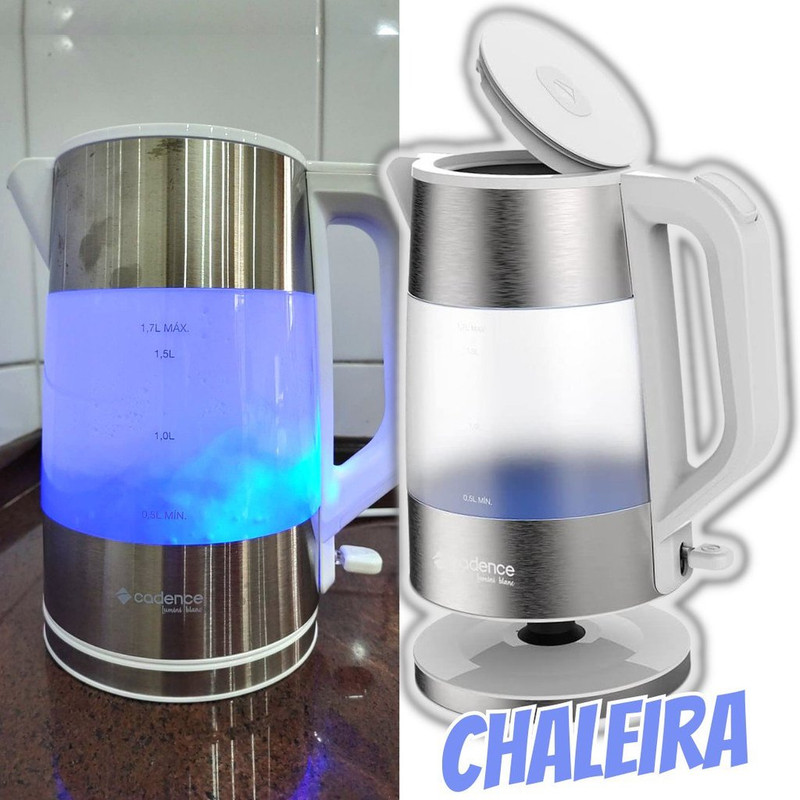 Chaleira Elétrica Cadence Lumini Blanc, Branca, 1,7L, CEL306