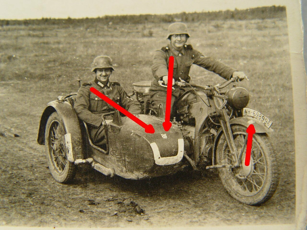 Foto, Zündapp Krad Beiwagen, Kradmelder, Maling 6. Infanterie Division.