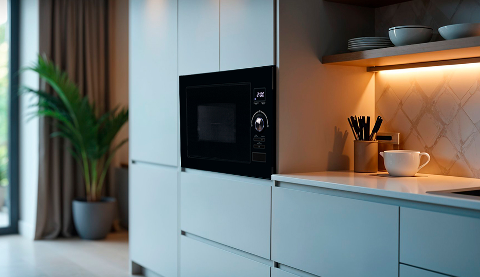 Horno Microondas Drija Napoli 25L Black con diseño empotrable.