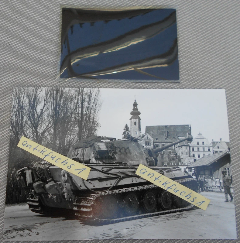 Foto Negativ 2 WK Deutscher Panzer vom Typ TIGER II Königstiger Ausführung B
