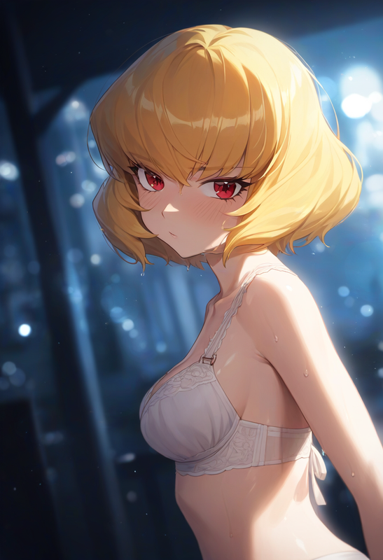 1girl, clementine, overlord, blonde hair, short hair, red eyes, small breasts, b s-2436344196