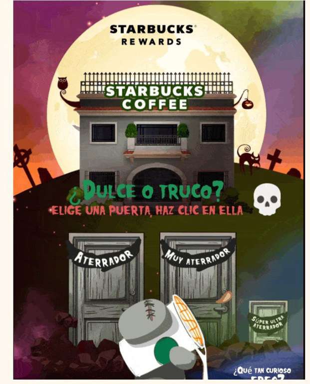 Starbucks: Dinámica Correo con premio, solo miembros rewards