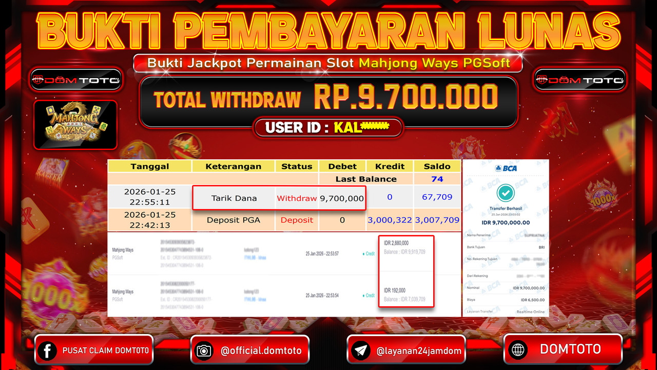 JACKPOT SLOT Mahjong Ways PGSoft 25 JANUARI 2026