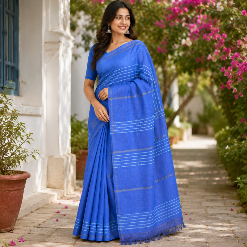 Women's Banswara Silk  Saree with Unstitched Blouse Piece