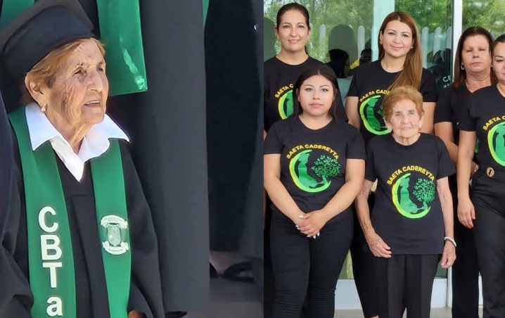 Abuelita de 84 años se gradúa de la preparatoria en Nuevo León y se hace viral