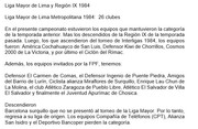 Liga Mayor de Lima y Regió IX 1984 parte 1