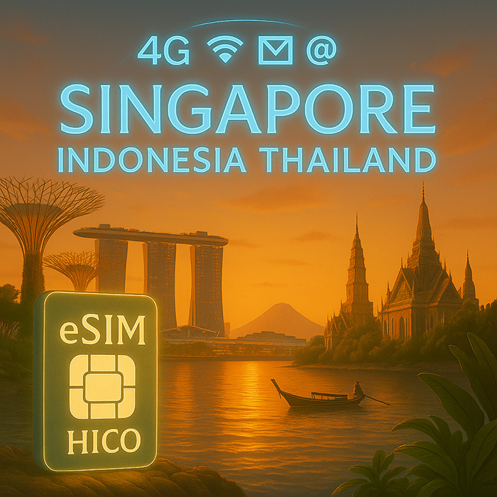 eSIM & SIM du lịch 3 nước Singapore Indonesia Thái Lan từ HICO