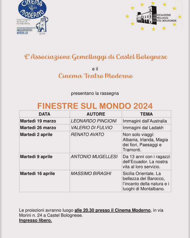 Ciclo di proiezioni “Finestre sul mondo 2024”, tutti i martedì sera al cinema moderno Ciclo di proiezioni “Finestre sul mondo 2024”, tutti i martedì sera al cinema moderno