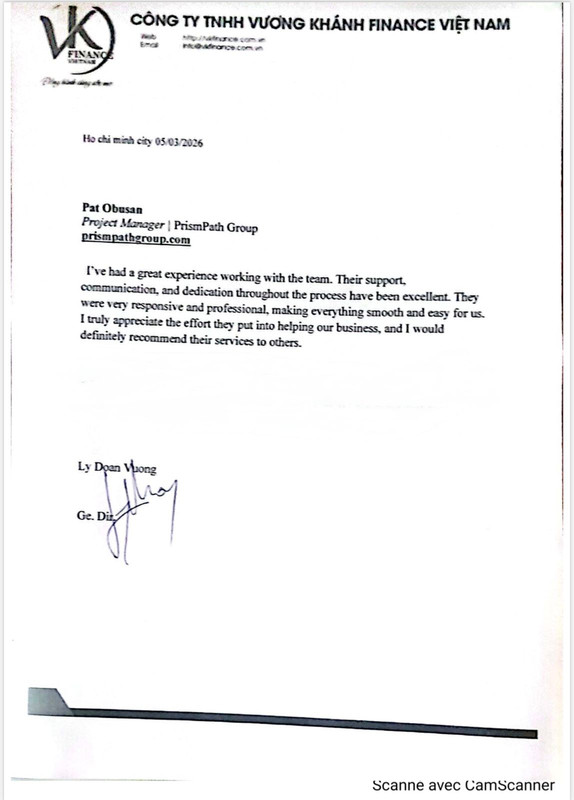 VK Finance Signed Letter