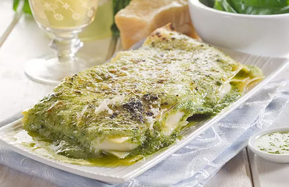 Lasaña Al Pesto Con Gambas (500 G.)