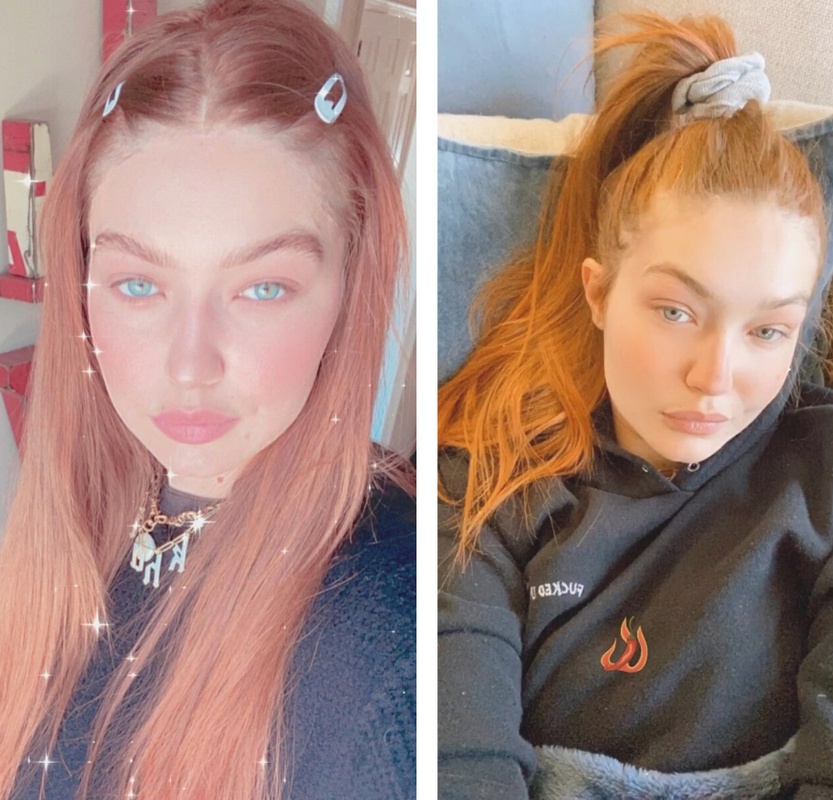 Gigi Hadid per Versace con capelli rosso apricot