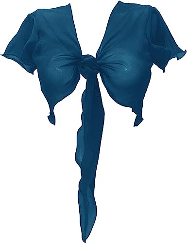 Women's Chiffon Choli Blouse Short Sleeve Tie Crop Top Shrug Belly Dance Gypsy - Bild 14 von 63