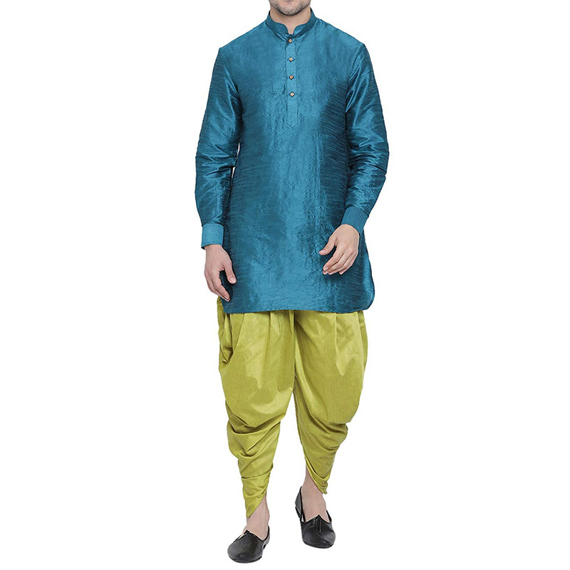 Men's Dhoti Kurta Pant Set Silk Blend Ethnic Kurta Pyjama For Wedding Wear Dress - Picture 18 of 24
