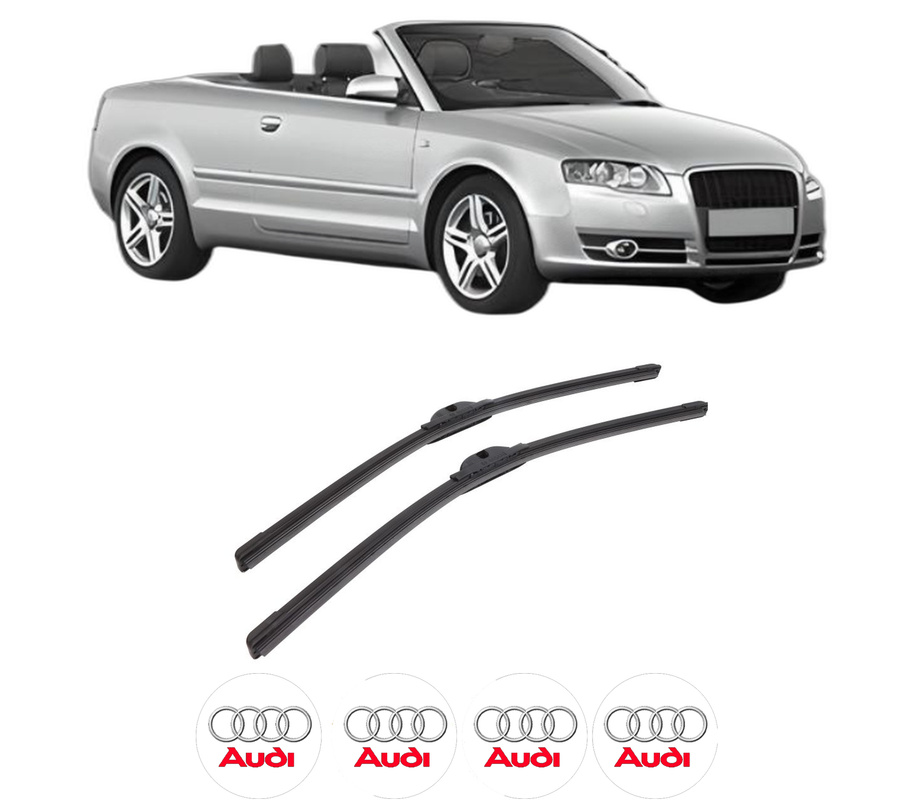 Set stergatoare auto AUDI A4 B6 Convertible (8H7) din 2002-2005, pentru parbriz auto, 2 bucati, Bosch Aerotwin, din cauciuc siliconat rezistent, 4 Stickere Auto AUDI